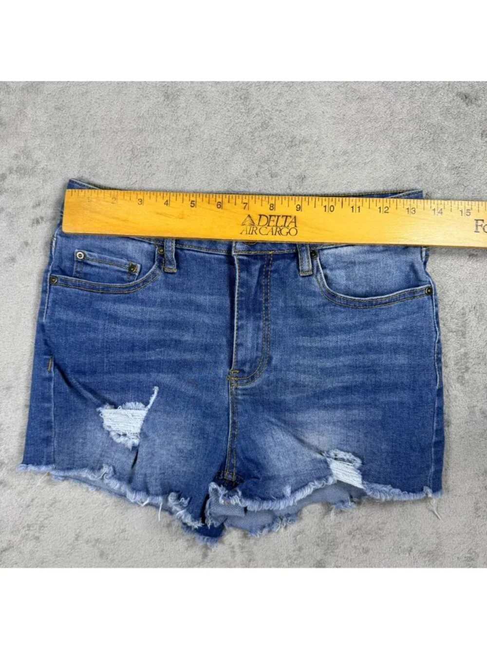 Y2K Indigo Rein Curvy Mid Rise Frayed Denim Shorts Womens 5 Grunge Distressed